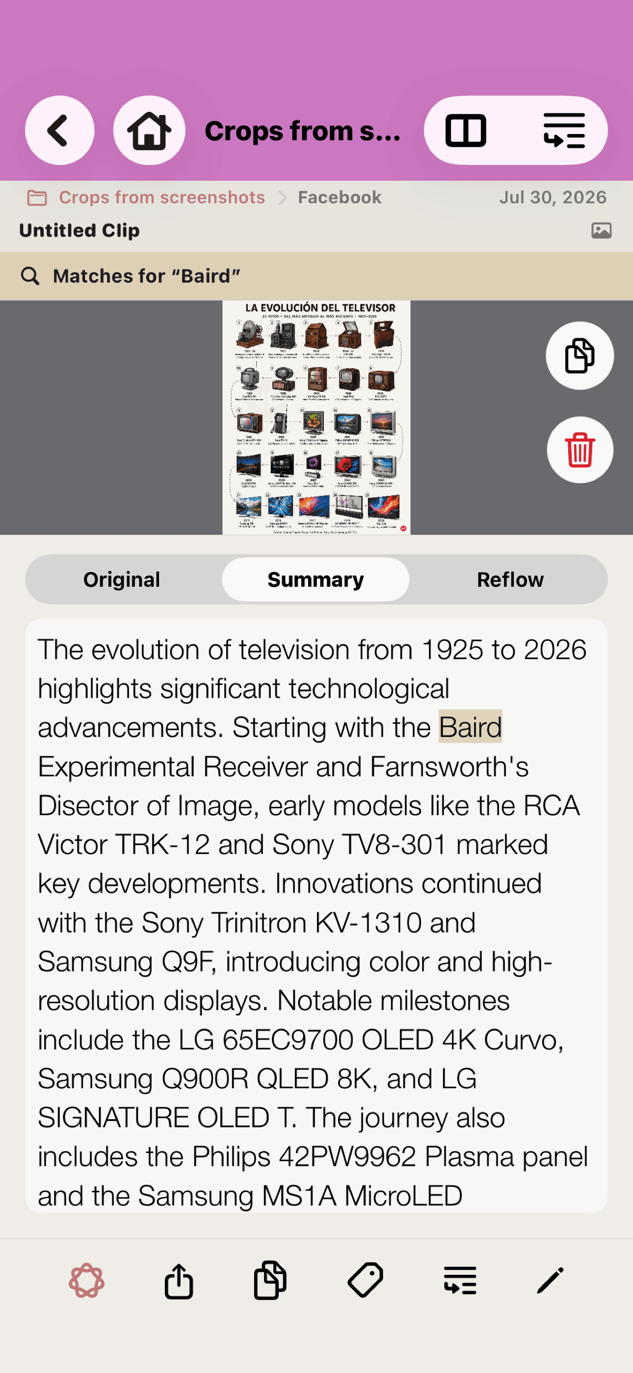 Recognized text displayed on iPhone